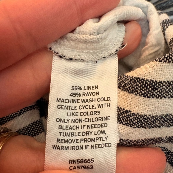 Caslon Navy and White Linen Blend Striped Pants - Picture 7 of 7